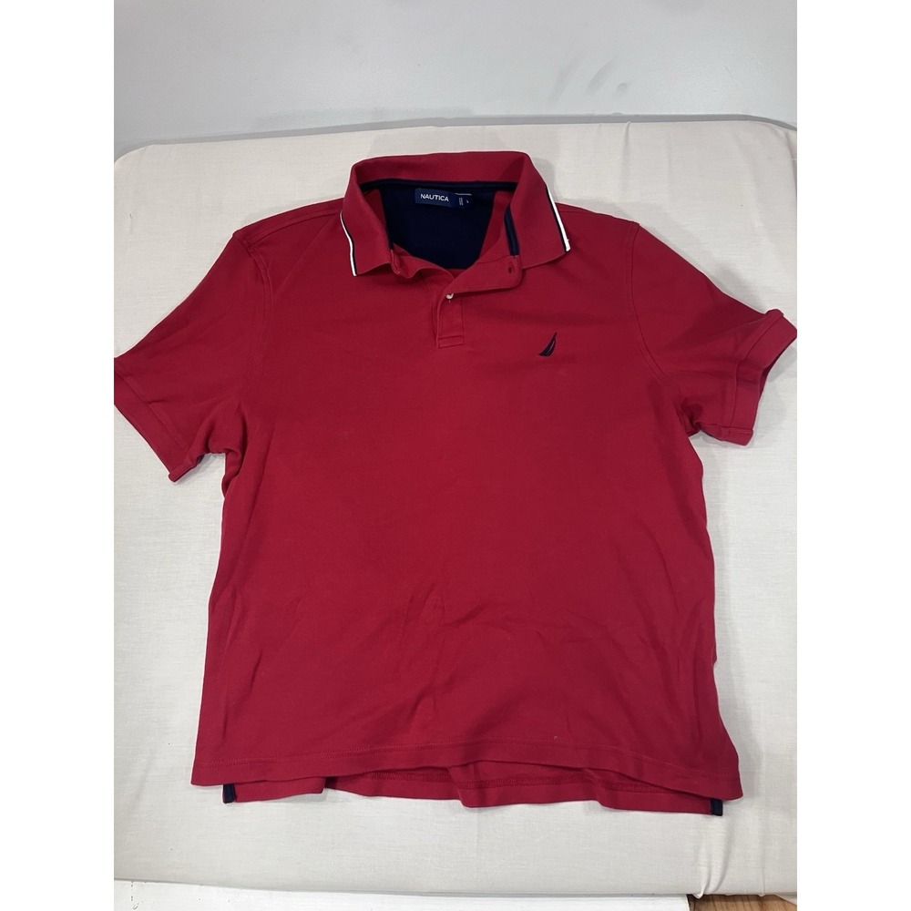 Nautica Shirt Men's Large Red Polo Performance Navtech Performance Outdoor (A6)‎